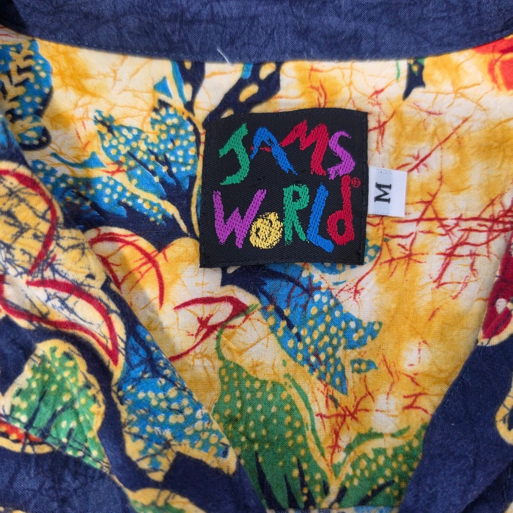 Vintage 80's Jam's World Java Batik Shirt Mens Sz Med Rayon W624-JAVA - Picture 3 of 6